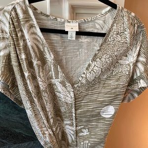 H&M cotton Hawaiian print cotton dress w/ tie belt